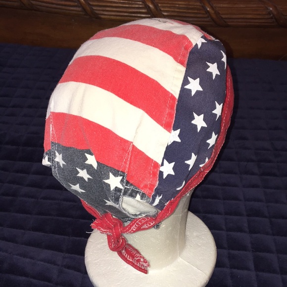 Stars & Stripes Don’t Tread on Me skull cap dew rag motorcycle cap welders hat - Picture 3 of 12